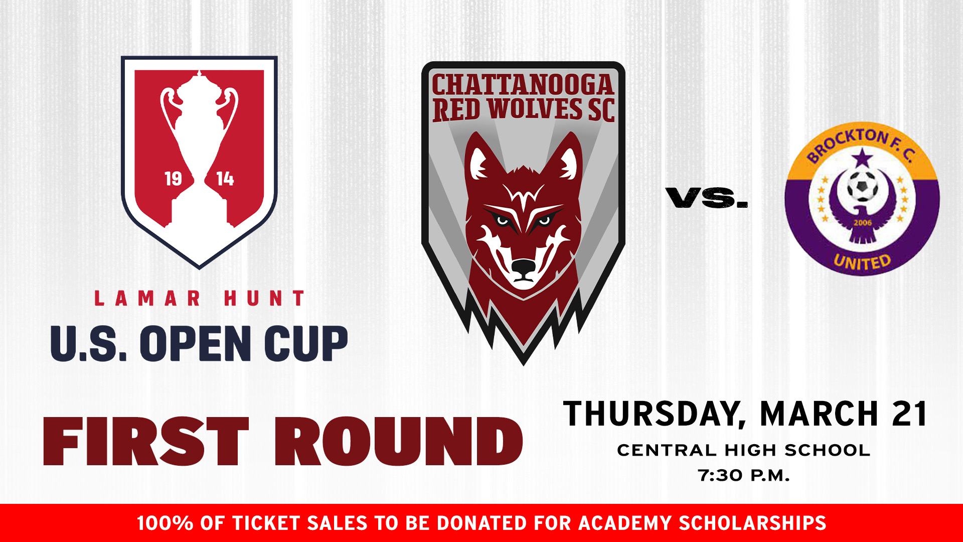 Location & Ticket Details Of First Round of US Open Cup Announced, 100% of  Ticket Sales to be Donated for Academy Scholarships - Chattanooga Red  Wolves SC