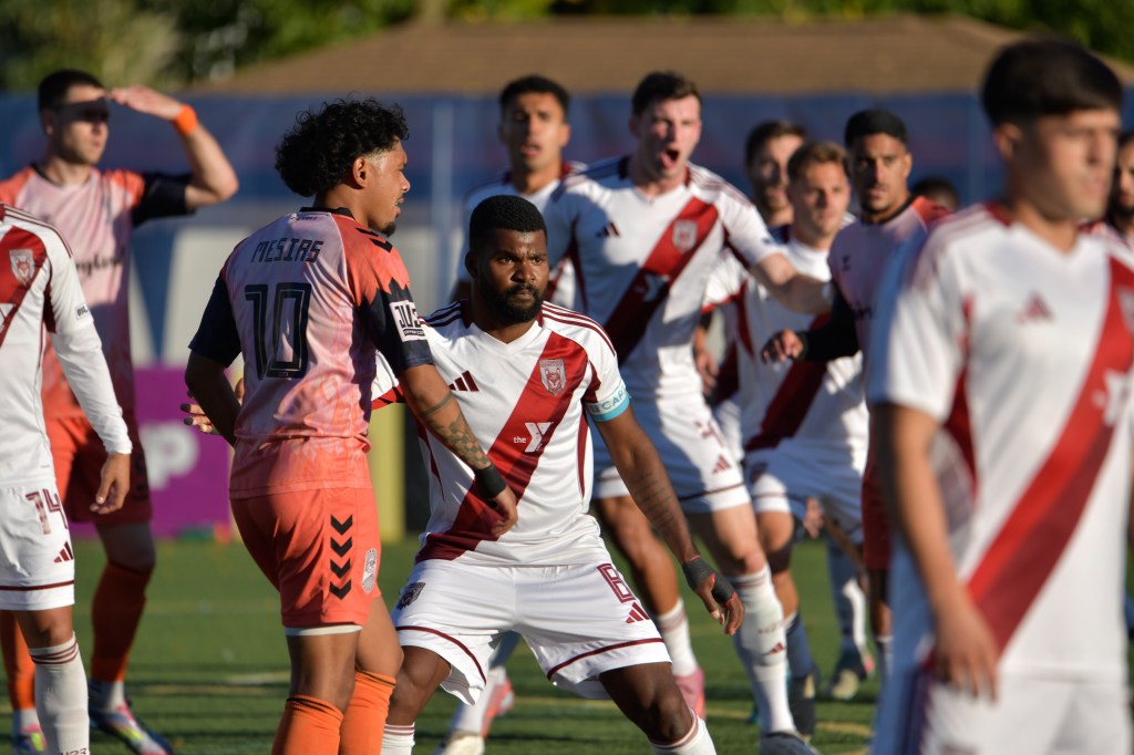Chattanooga Red Wolves soccer players prepare for action.